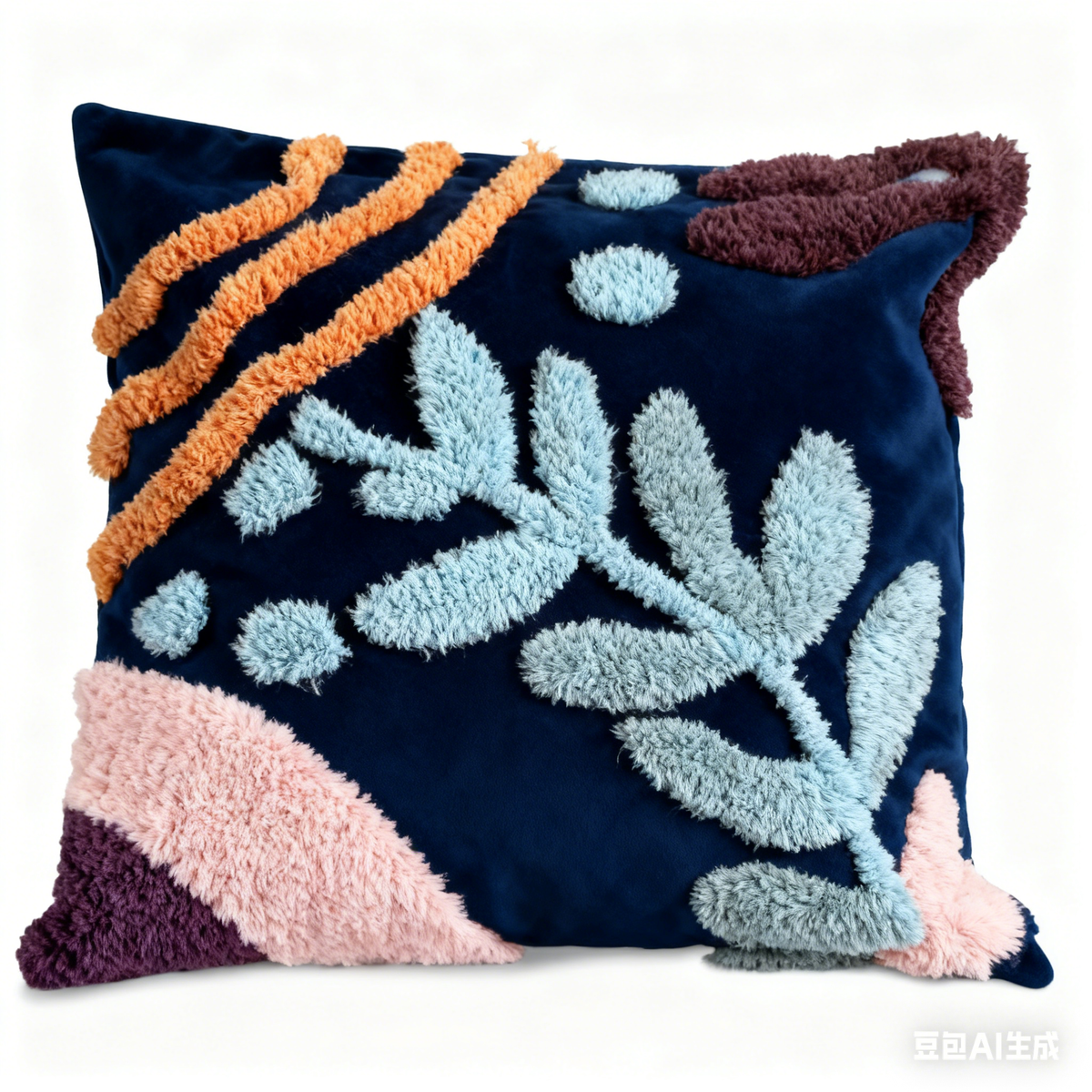 Botanical Embroidered Textured Cushion