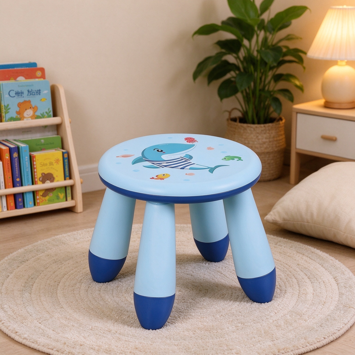 Blue Shark Kids Plastic Stool