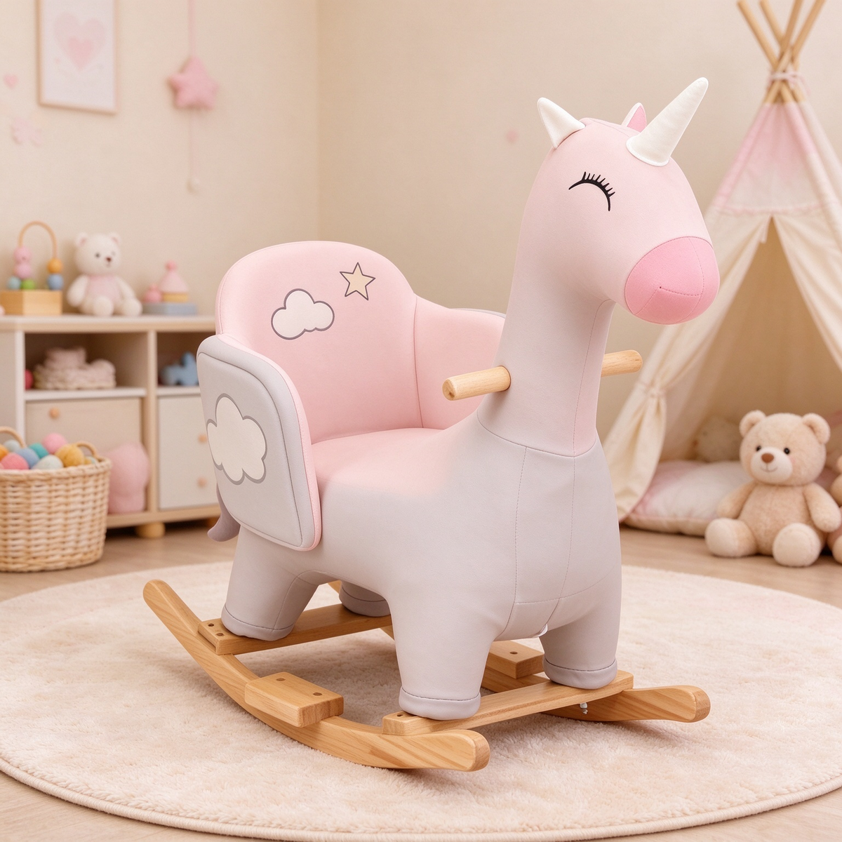 Pink Unicorn Kids Rocking Horse