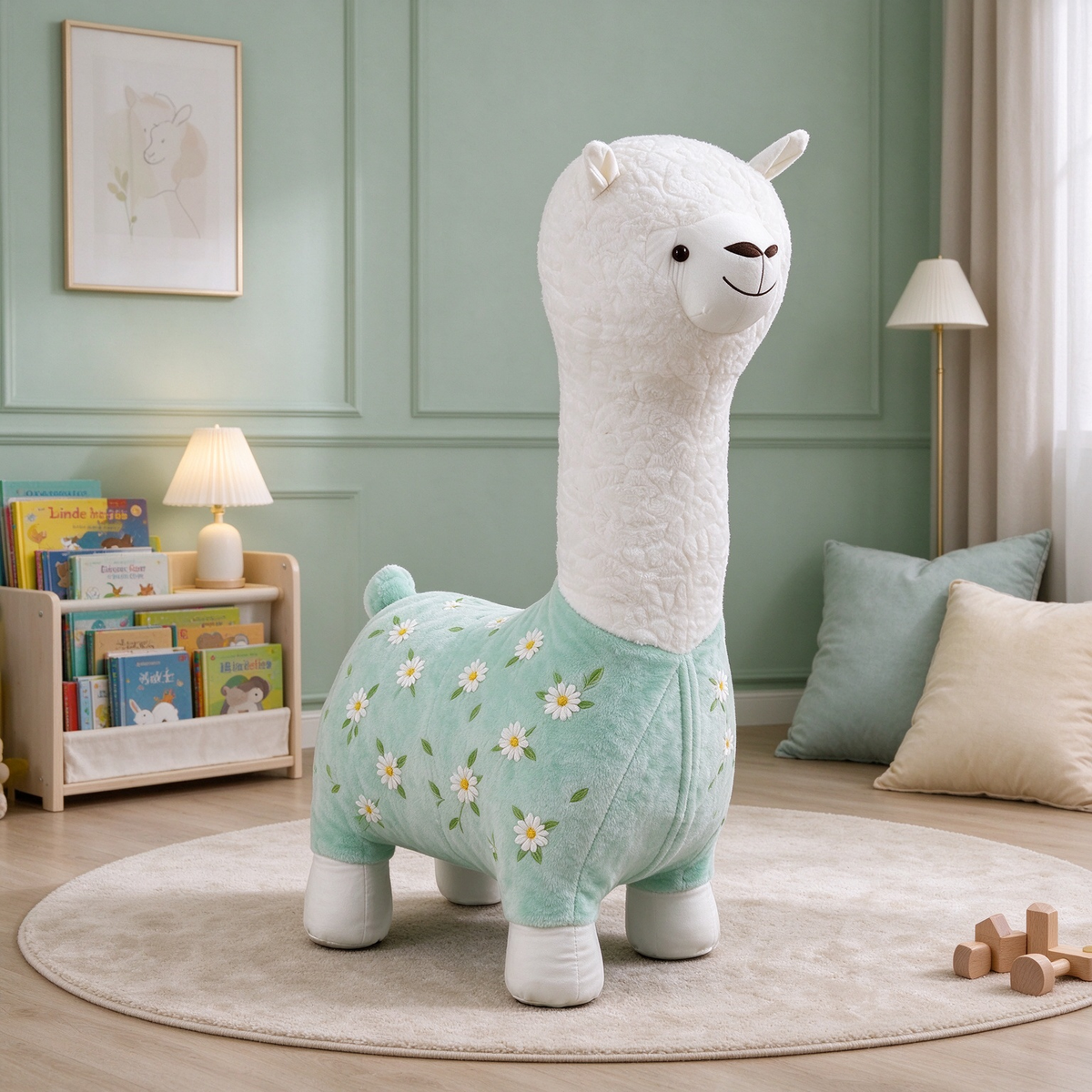Green Daisy Alpaca Kids Chair