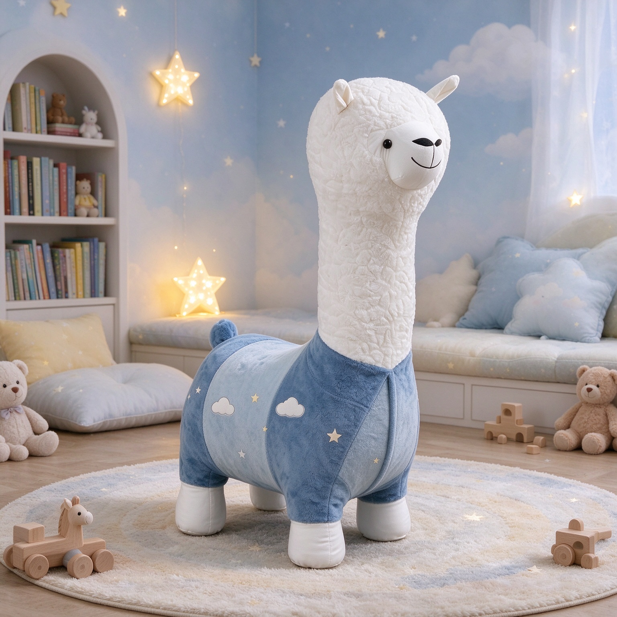 Blue Cloud Star Alpaca Kids Chair