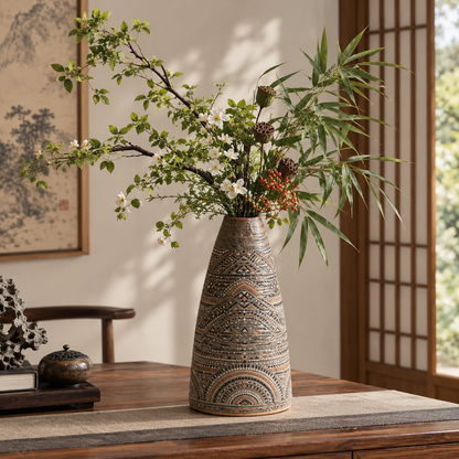 Textured Tapered Ceramic Decor Pot