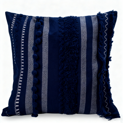 Bohemian Flair Textured Striped Cushion