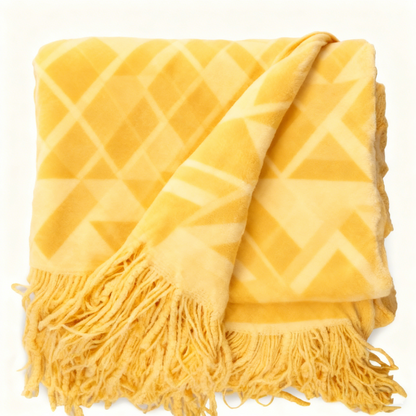 Textured Diamond Fringes Throw Blanket
