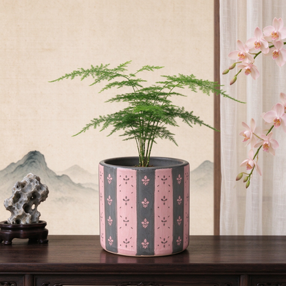 Artistic Striped Ceramic Decor Pot