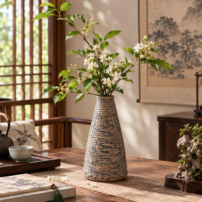 Conical Woven Rattan Wicker Vase
