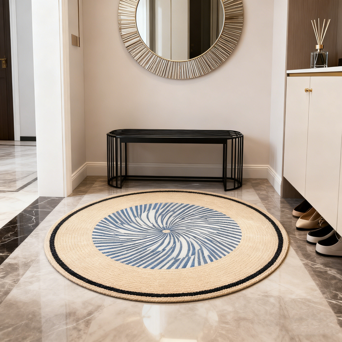 Neutral Circular Area Rug