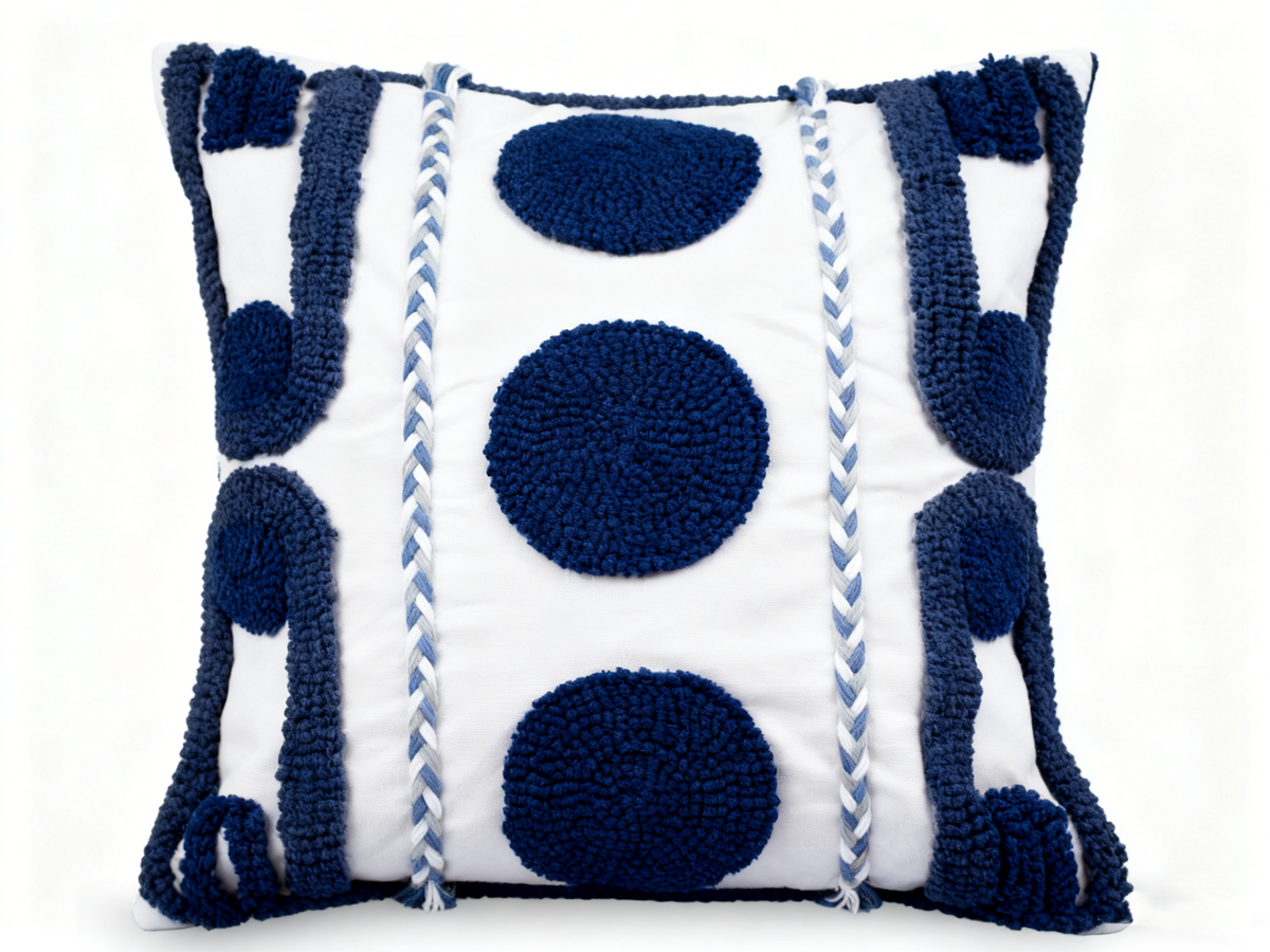 Moroccan Ethnic Geometric Embroidered Cushion