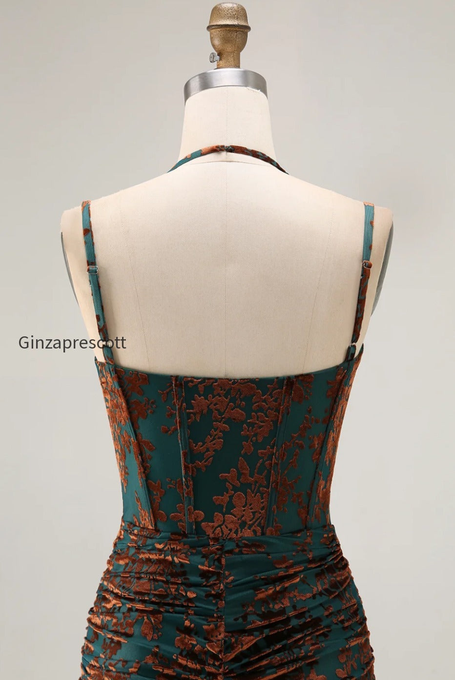 dark-green-corset-floral-sheath-long-wedding-guest-dress-with-slit