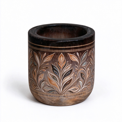 Rustic Natural Wood Decor Pot