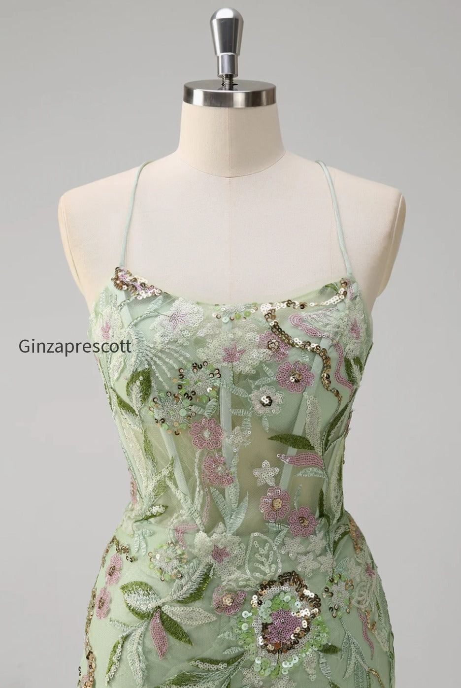 green-floral-mermaid-applique-spaghetti-straps-corset-long-prom-dress-with-slit