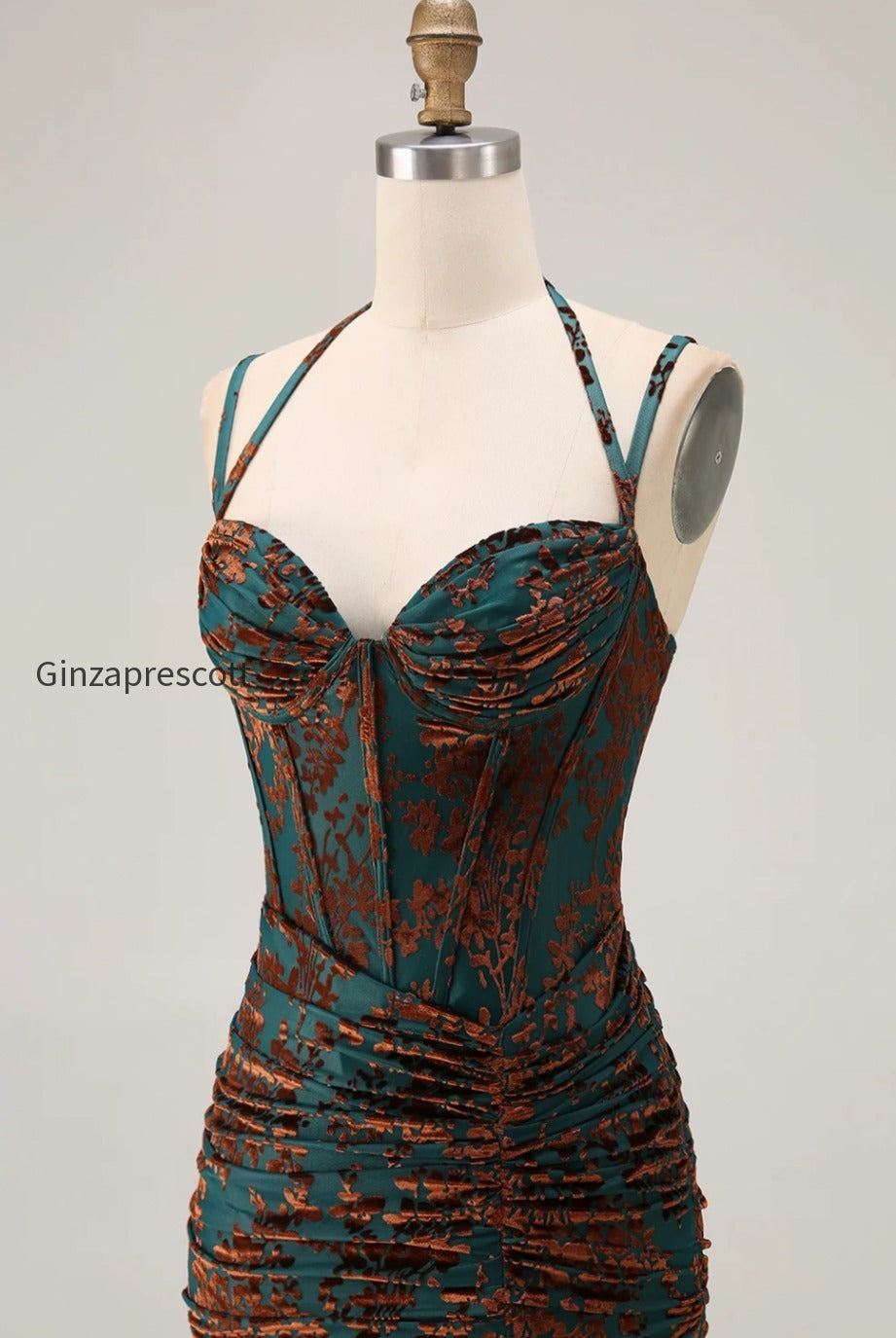 dark-green-corset-floral-sheath-long-wedding-guest-dress-with-slit