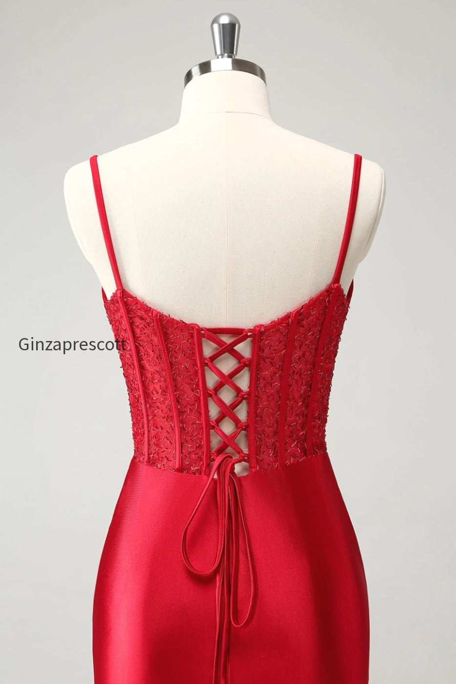golden-spaghetti-straps-bodycon-corset-satin-homecoming-dress-with-slit