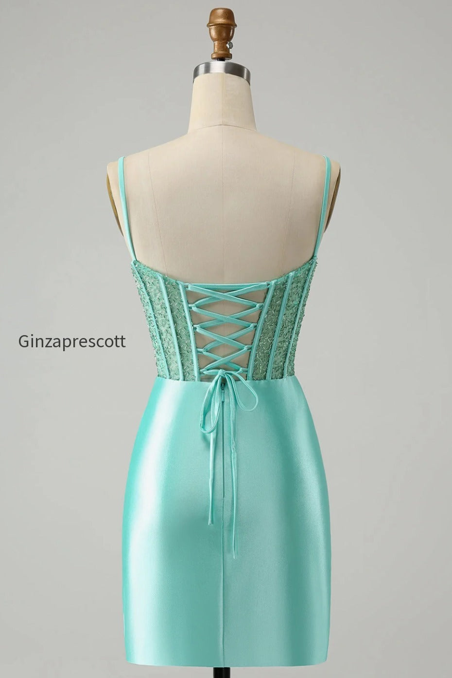 golden-spaghetti-straps-bodycon-corset-satin-homecoming-dress-with-slit