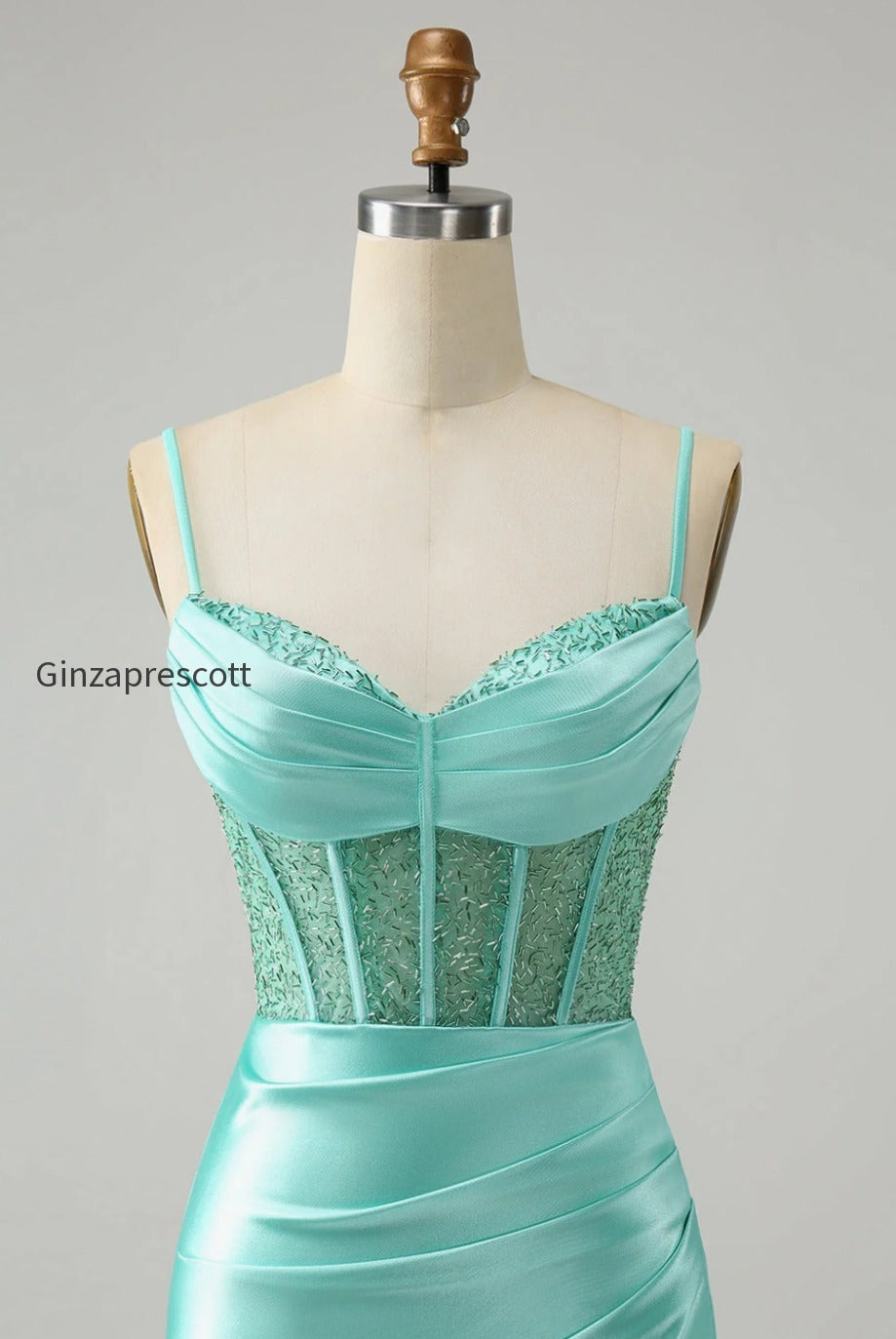 golden-spaghetti-straps-bodycon-corset-satin-homecoming-dress-with-slit