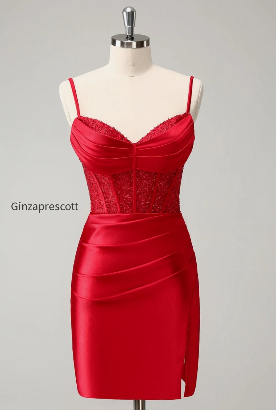 golden-spaghetti-straps-bodycon-corset-satin-homecoming-dress-with-slit
