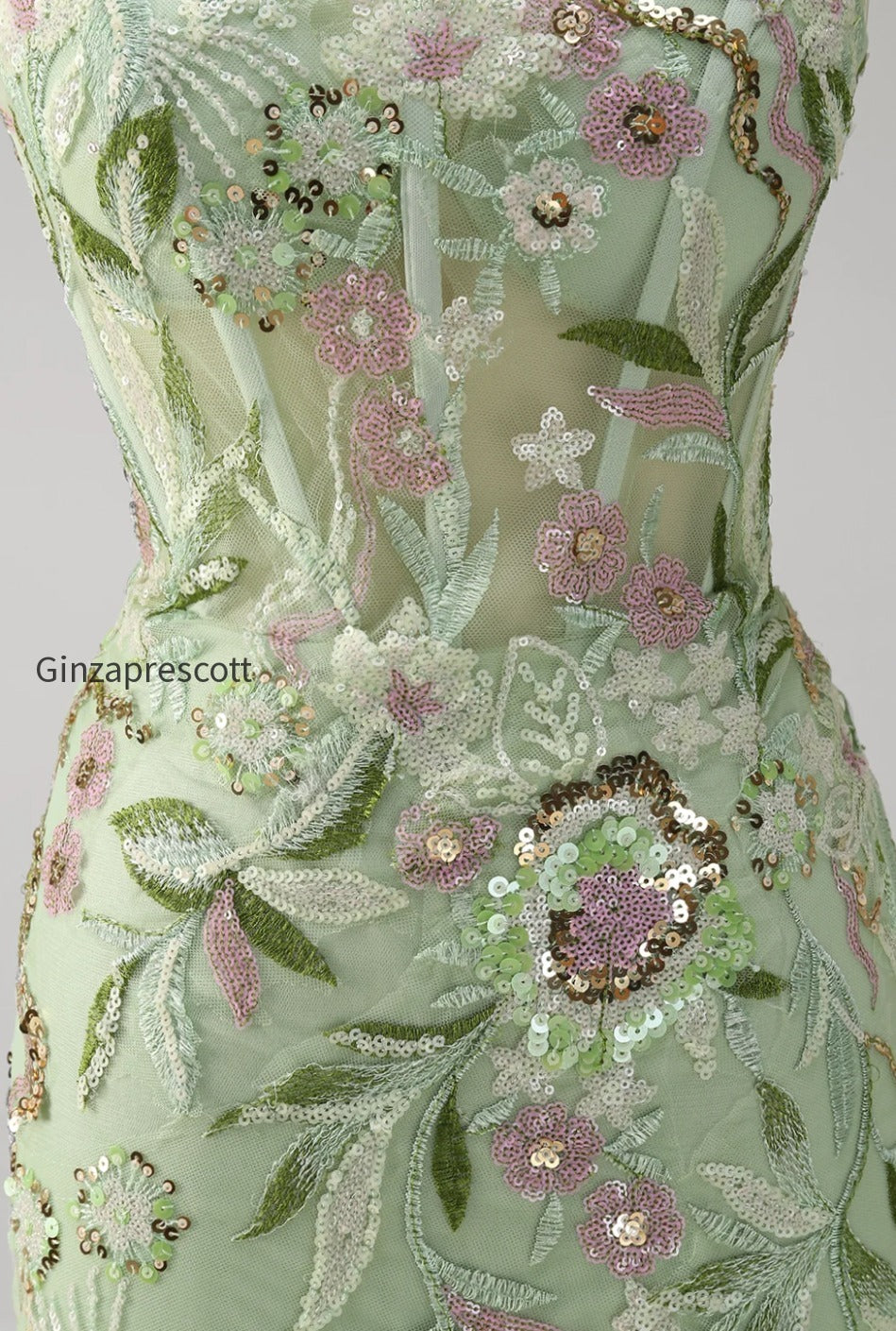 green-floral-mermaid-applique-spaghetti-straps-corset-long-prom-dress-with-slit
