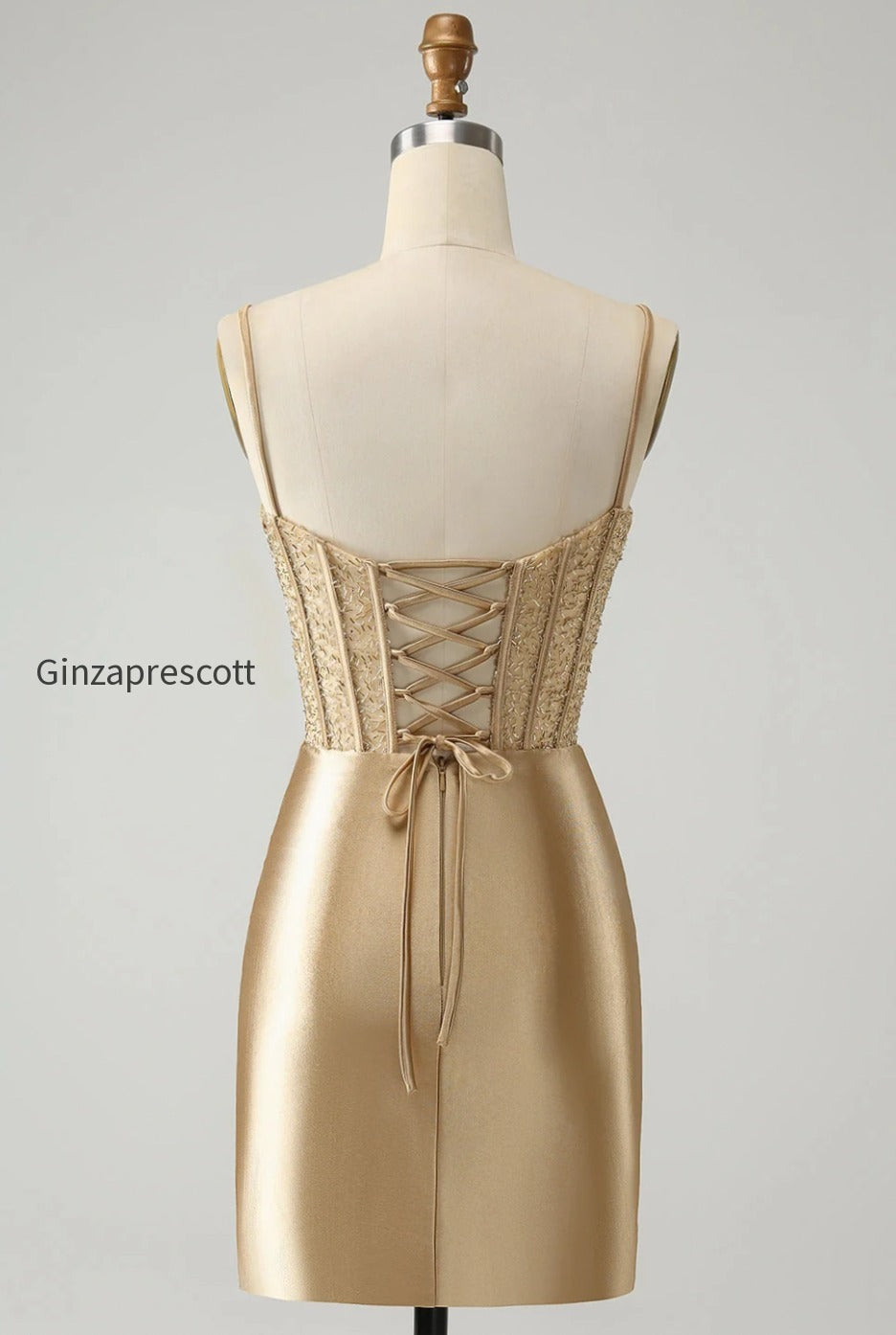 golden-spaghetti-straps-bodycon-corset-satin-homecoming-dress-with-slit
