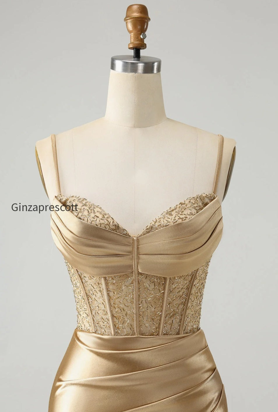 golden-spaghetti-straps-bodycon-corset-satin-homecoming-dress-with-slit