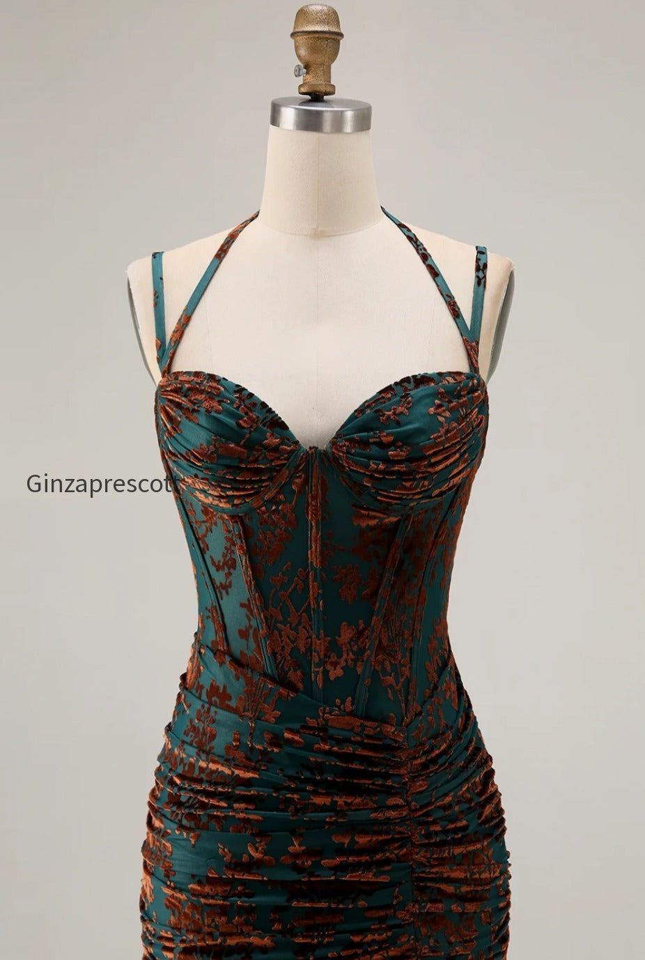 dark-green-corset-floral-sheath-long-wedding-guest-dress-with-slit