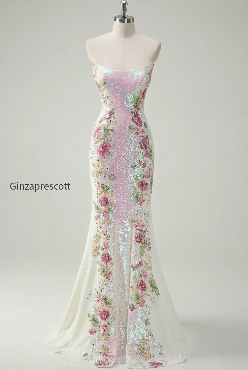 sparkly-white-floral-strapless-mermaid-long-prom-dress