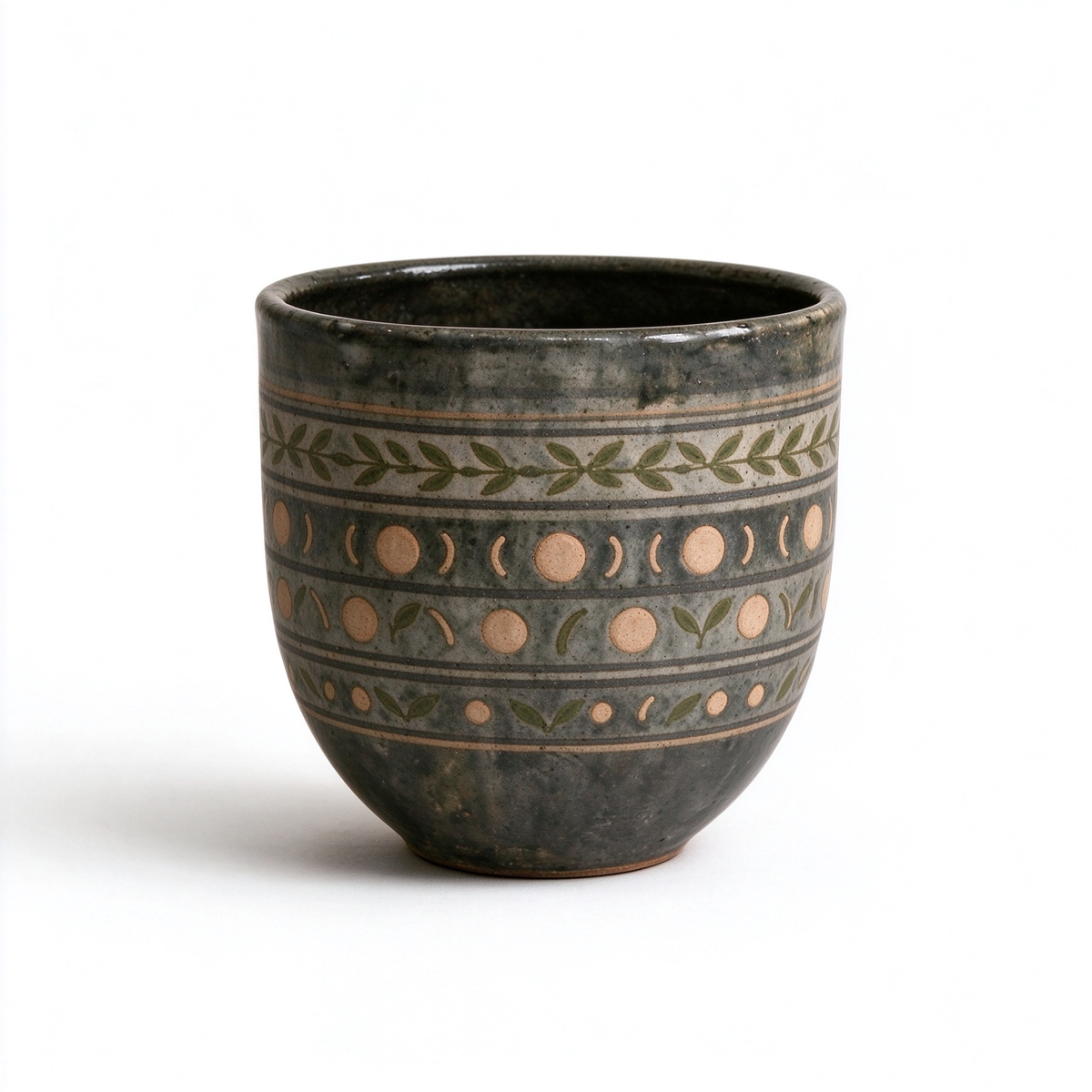 Dark Green Moon Phase Ceramic Vase