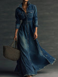 stylish-stand-collar-washed-raw-hem-maxi-dress