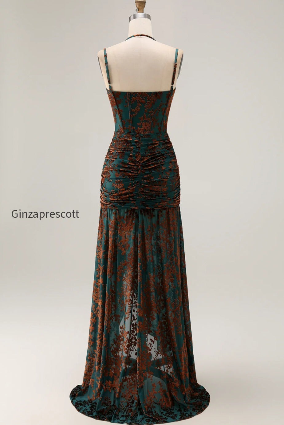 dark-green-corset-floral-sheath-long-wedding-guest-dress-with-slit