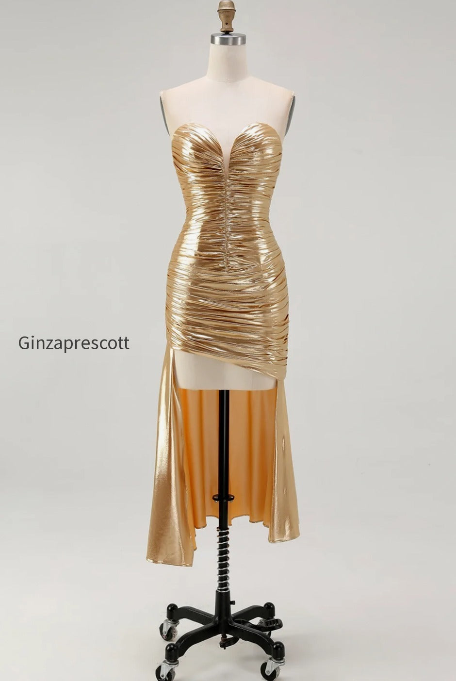 sparkly-gold-sweetheart-metallic-ruched-high-low-cocktail-dress