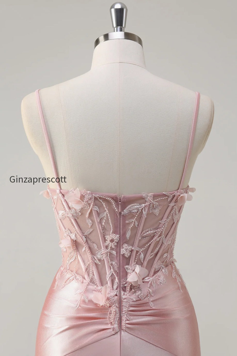 pink-floral-mermaid-spaghetti-straps-beaded-long-prom-dress