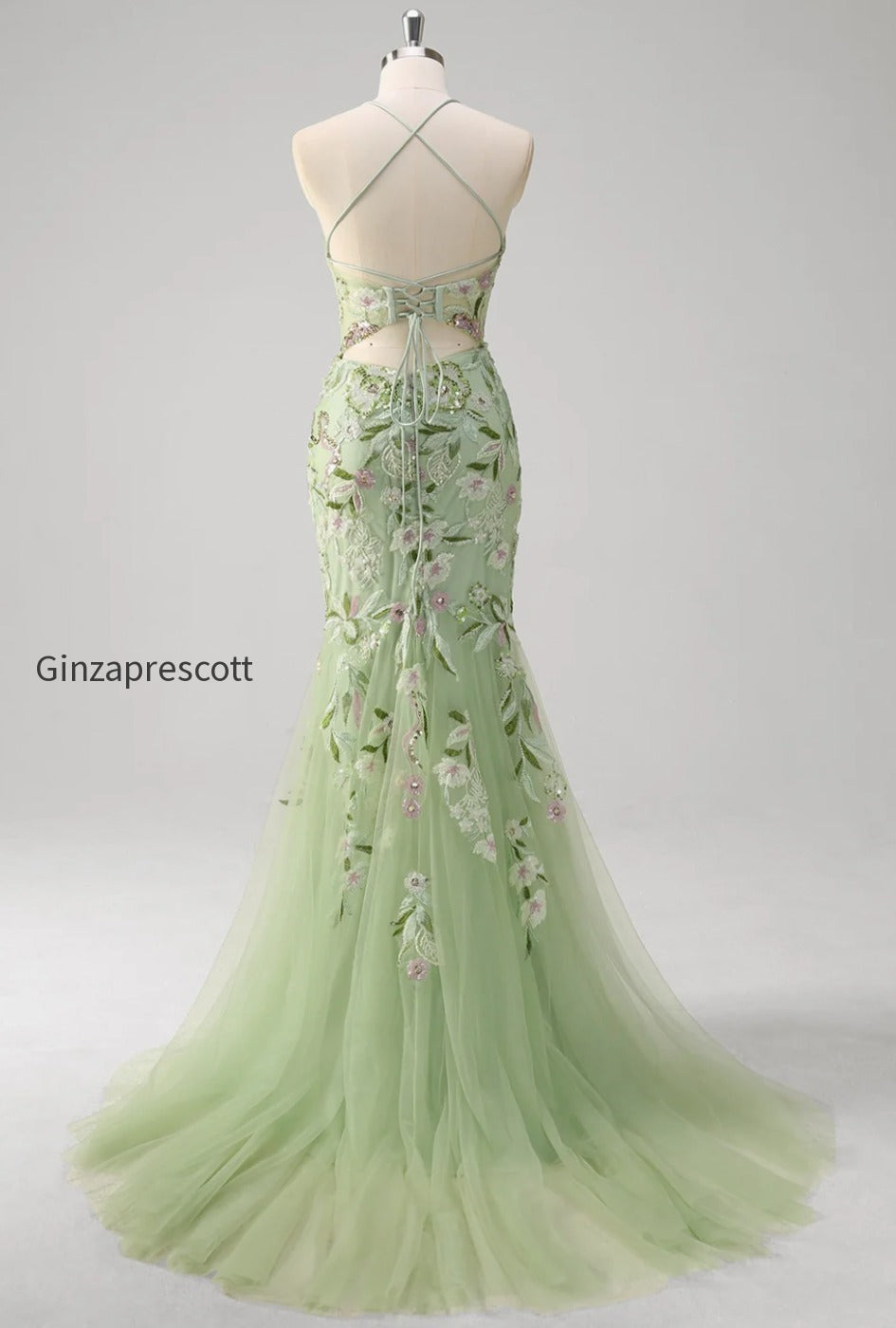green-floral-mermaid-applique-spaghetti-straps-corset-long-prom-dress-with-slit