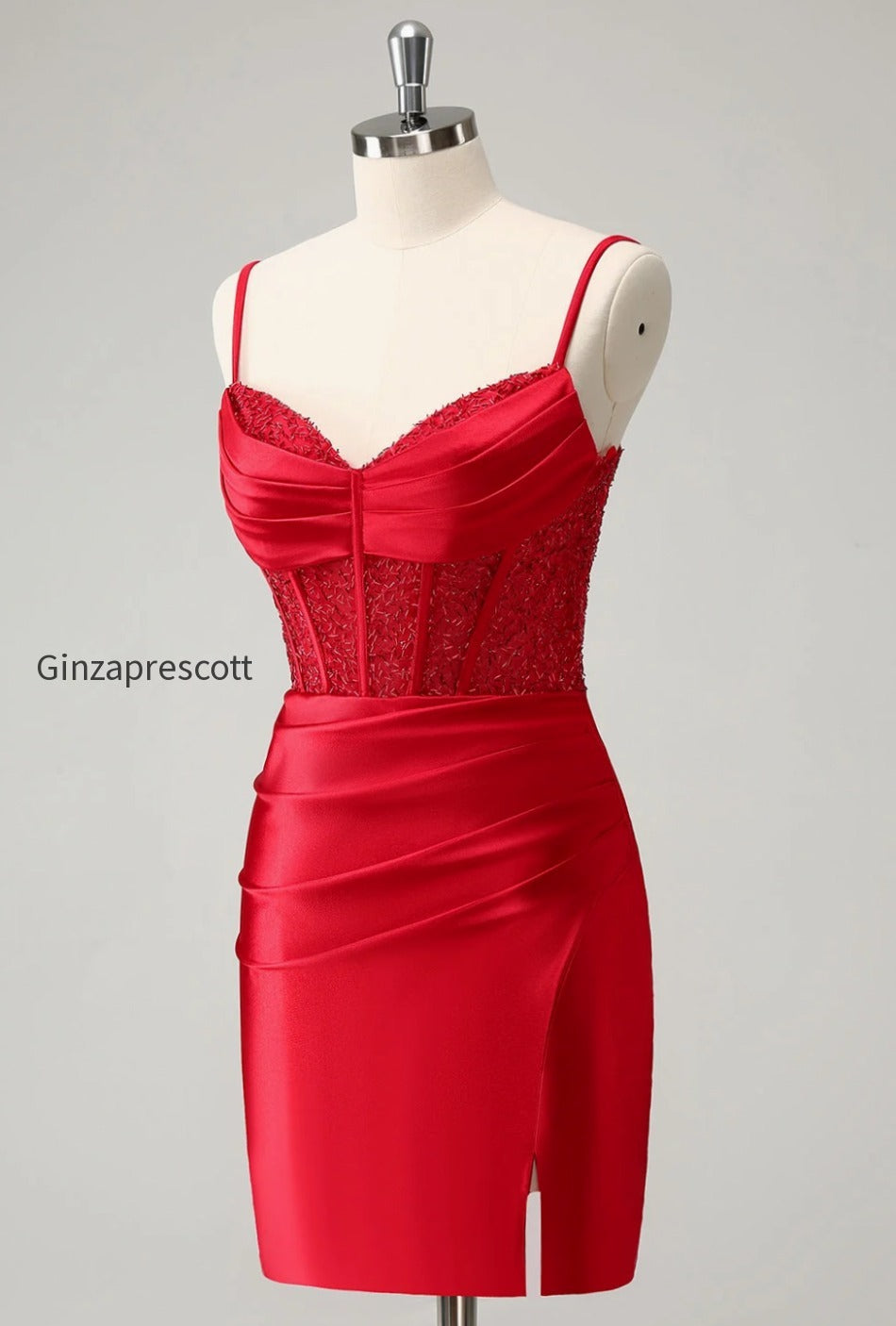 golden-spaghetti-straps-bodycon-corset-satin-homecoming-dress-with-slit