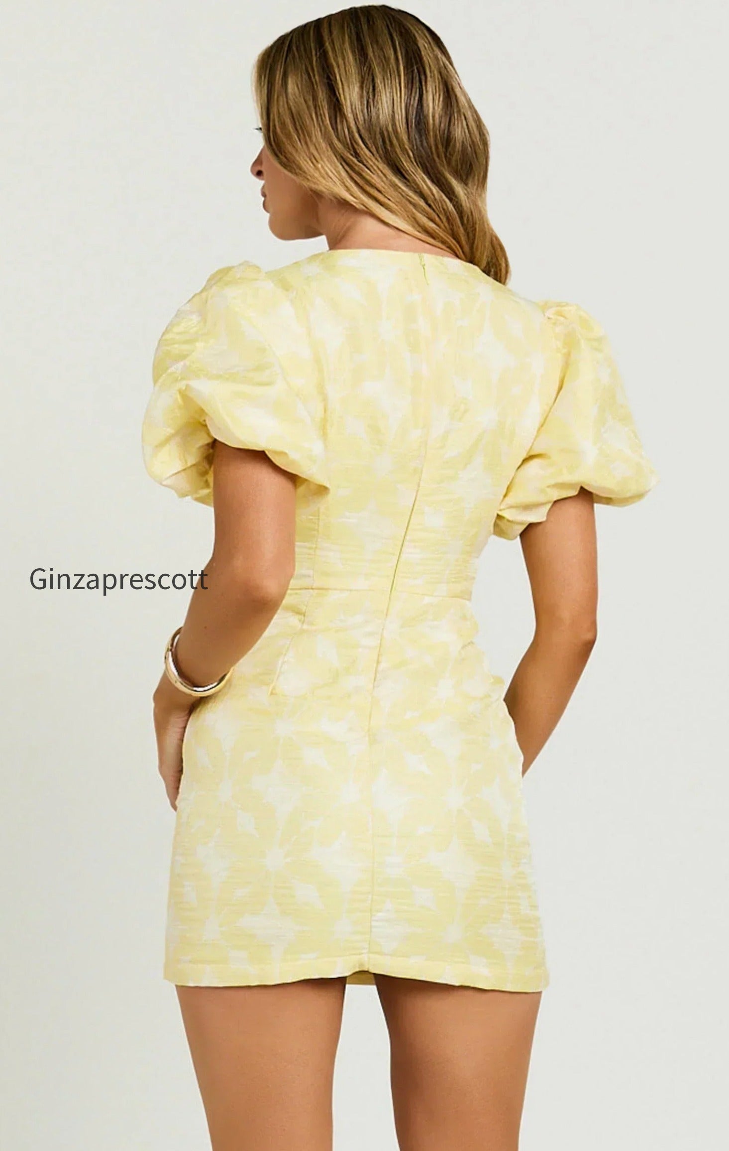 diana-mini-dress-jacquard-short-sleeve-cut-out-dress-in-lemon-50797