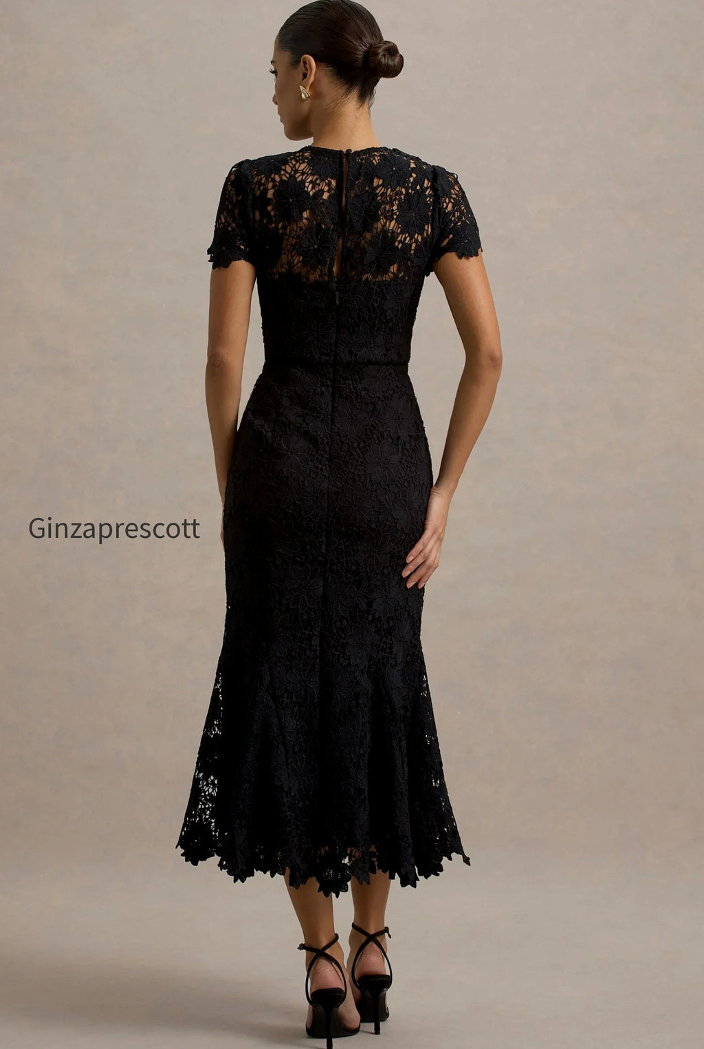 clarissa-black-lace-short-sleeve-pleated-midi-dress