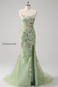 green-floral-mermaid-applique-spaghetti-straps-corset-long-prom-dress-with-slit