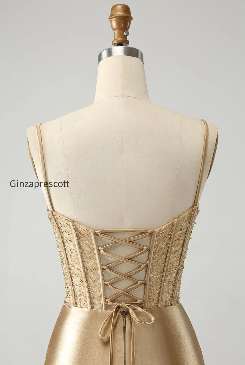 golden-spaghetti-straps-bodycon-corset-satin-homecoming-dress-with-slit