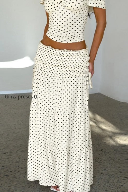 polka-dot-strapless-side-bow-maxi-skirt-set