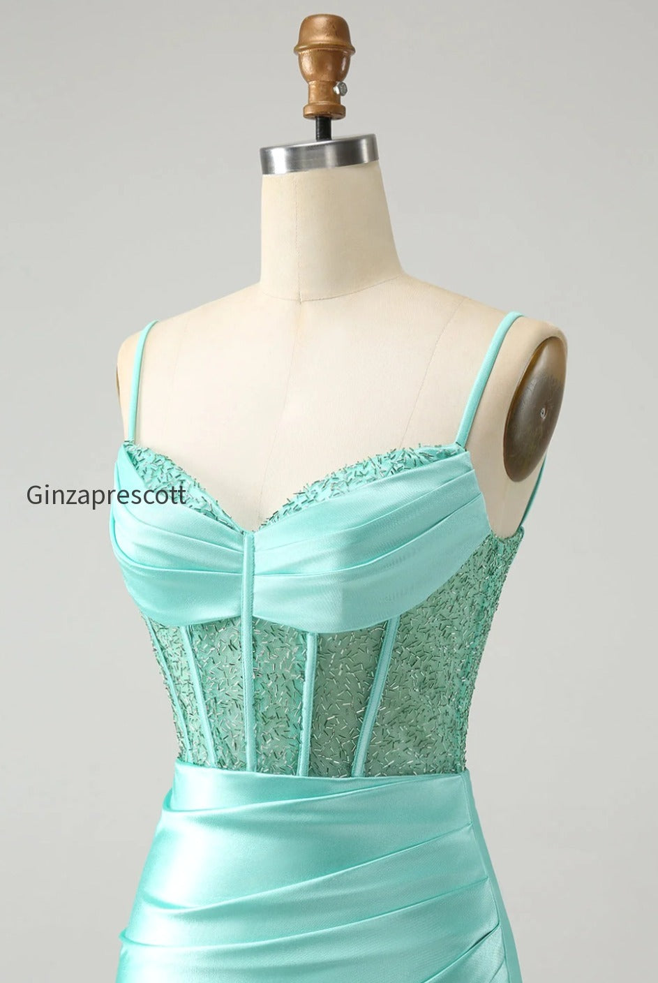 golden-spaghetti-straps-bodycon-corset-satin-homecoming-dress-with-slit