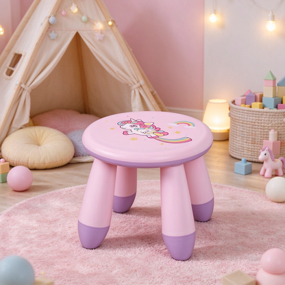 Pink Unicorn Kids Plastic Stool