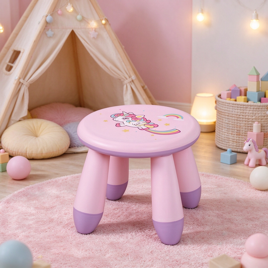 Pink Unicorn Kids Plastic Stool