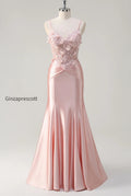 pink-floral-mermaid-spaghetti-straps-beaded-long-prom-dress