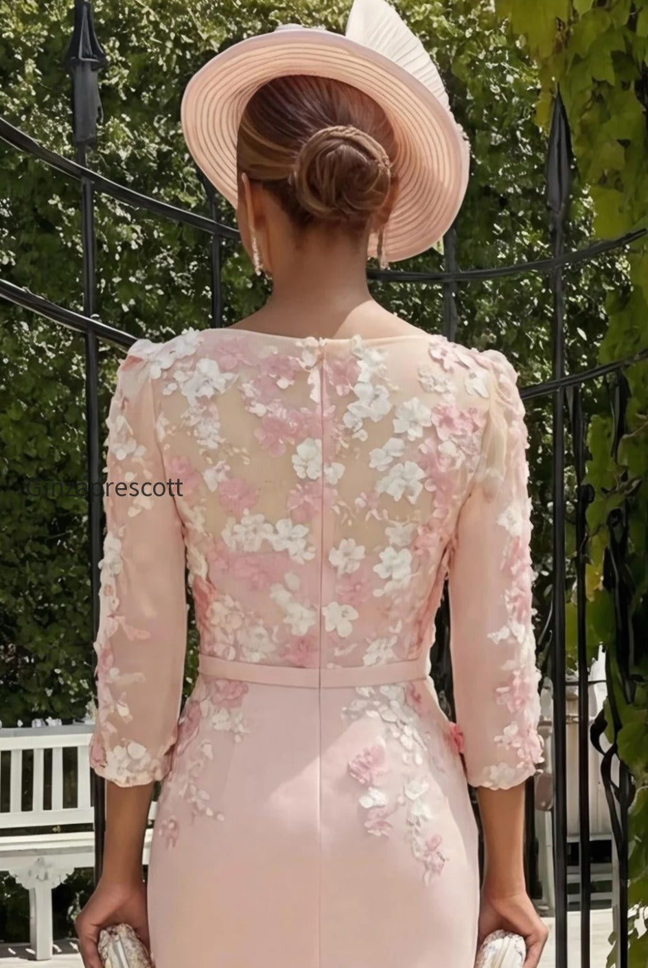 dusty-rose-bodycon-floral-midi-mother-of-the-bride-dress-with-sleeves